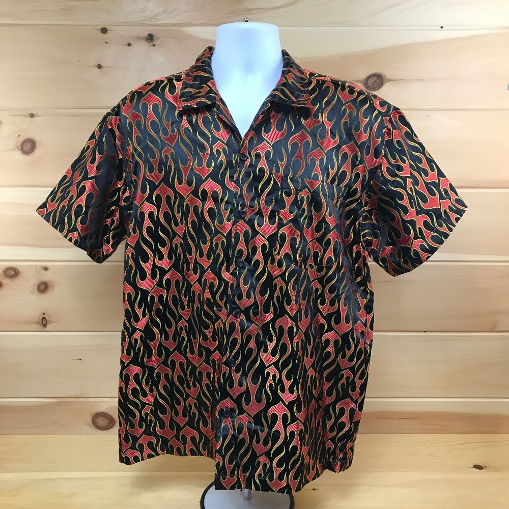 Men's Odo Large Flame Button Front Shirt